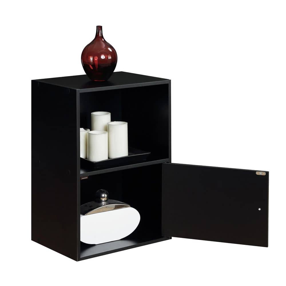 Black Compact Office Storage Cabinet with Chrome Knob