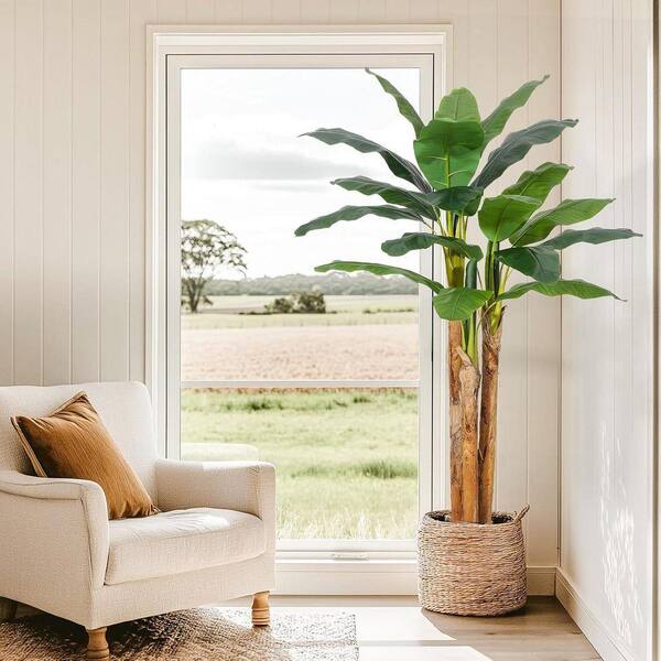 MOVECOM 6 FT Artificial Banana Tree, Faux Banana Tree with Grey