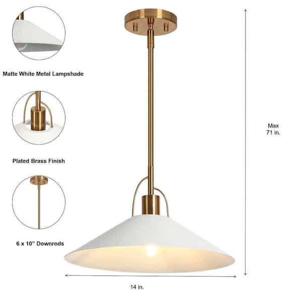 LNC Modern Coastal Pendant Light 1-Light Matte White Island LNC Modern Coastal Pendant Light 1-Light Matte White Island
