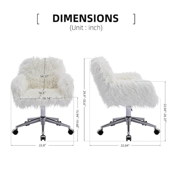 33.6 in. x 22.8 in. x 22.04 White Fluffy Chair for Girls Makeup