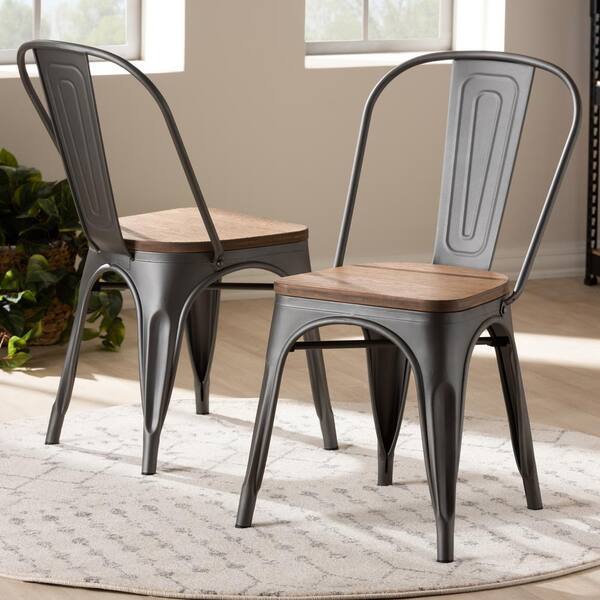 Gunmetal chairs deals with wood seat