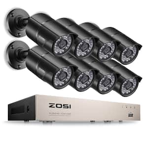 8-Channel 720p DVR Security Camera System with 8 Wired Bullet Cameras