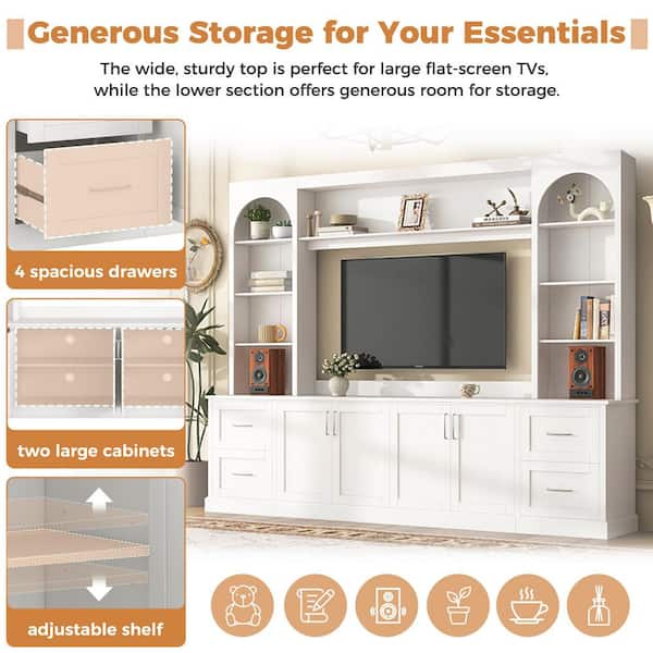Harper & Bright Designs White Modern Arched Entertainment Center