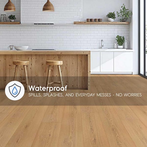 Glacier European Oak 12mm T x 9.2 in. W x 59.6 in. L Waterproof Laminate Wood Flooring (18.97 sq. ft./case)