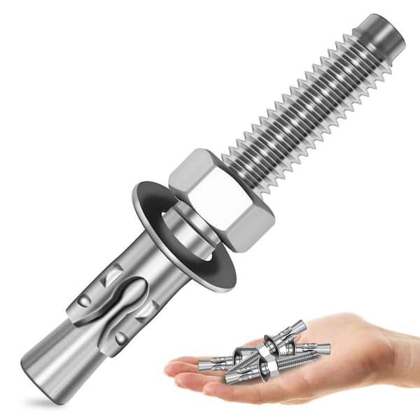 3/8 in. x 3 in. Stainless Steel Hex Nut-Head Concrete Wedge Anchors (10-Pack)