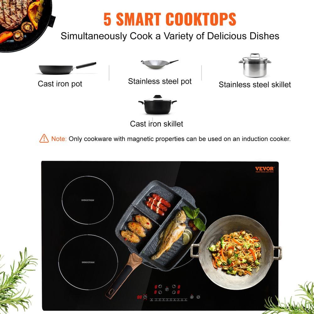 30 Inch Black Ceramic 4 Burner Induction Cooktop with Touch Control
