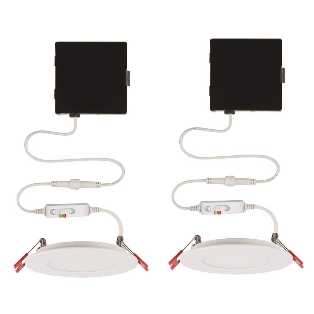 Ultra Slim Integrated LED 4 in Round Adj Color Temp Canless Recessed Light 
