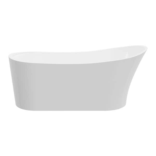 A&E Julissa 59 in. Acrylic Free-Standing Flatbottom Non-Whirlpool Bathtub in White