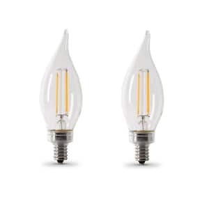 60-Watt Equivalent BA10 E12 Candelabra Dimmable Filament CEC Clear Glass Chandelier LED Light Bulb, Daylight (2-Pack)