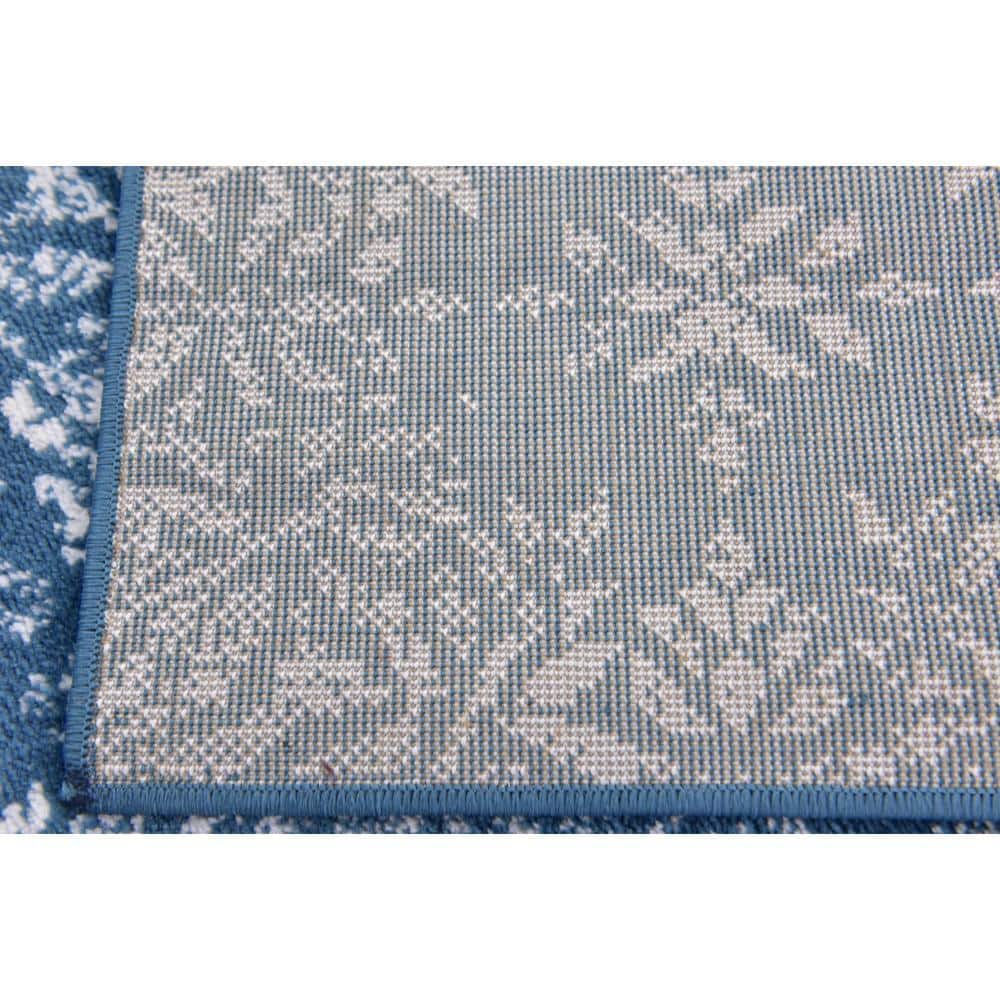Sofia Grand Blue and White Square Synthetic Area Rug