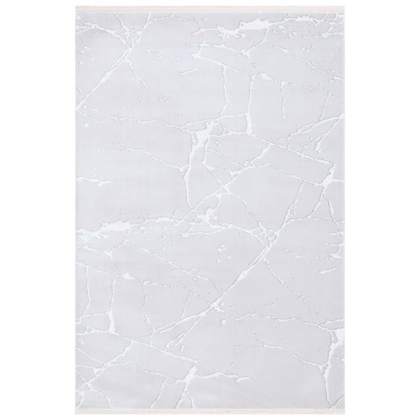 SAFAVIEH Whisper 7 ft. x 9 ft. Gray/Ivory Marble High-Low Area Rug