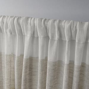 Bern Natural Stripe Sheer Rod Pocket Curtain, 54 in. W x 84 in. L (Set of 2)