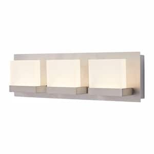 Alberson Collection 3-Light Brushed Nickel LED Vanity Light with Frosted Acrylic Shade