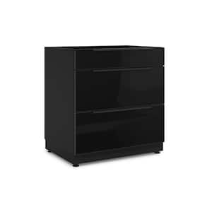 Outdoor Kitchen Aluminum Black 23 in. x 32 in. x 35.25 3-Drawer Cabinet