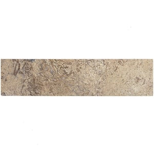 Brushed Wild Travertine 2 in. x 8 in. x 8 mm Marble Mosaic Tile