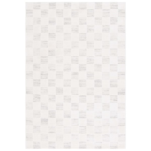 SAFAVIEH Elmhurst 9 ft. x 12 ft. Ivory/Gray High-Low Checkered Area Rug