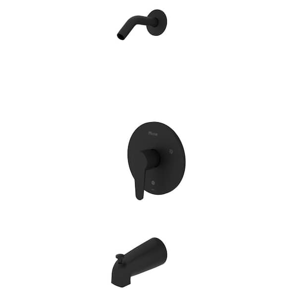 Modern Single Handle Tub & Shower, Trim Only Less Showerhead in Matte Black