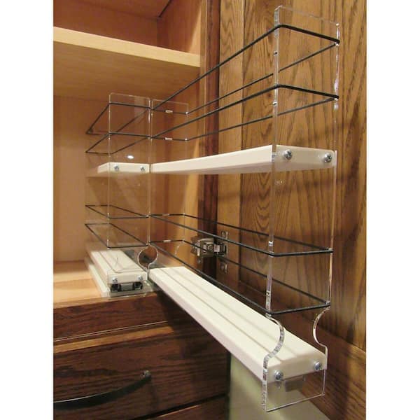 Silver Metallic - Medium Spice Rack Drawer Organizer - 4-Tier Spice Rack  for Kitchen Drawers, Spice Drawer Organizer