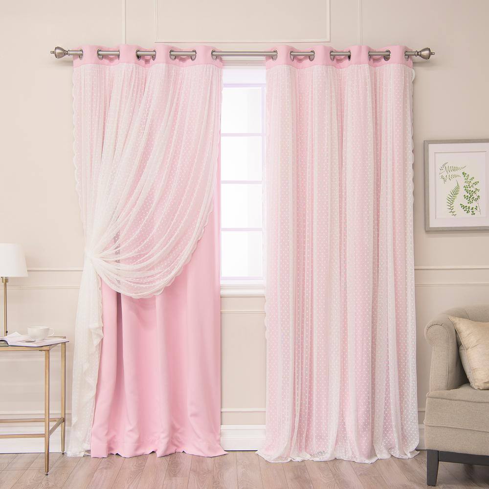 Best Home Fashion New Pink Solid Blackout Curtain - 52 in. W x 96 in. L ...