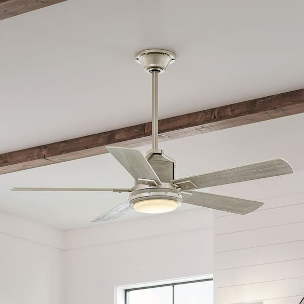 Colerne 52 in. Indoor Brushed Nickel Downrod Mount Ceiling Fan with Integrated LED with Wall Control Included