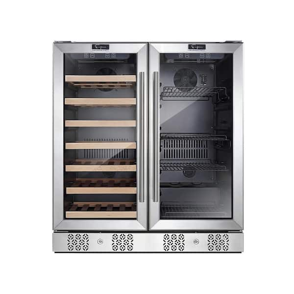 Empava 30 in. Dual Zone 6.3 Cu. ft. Capacity 33-Bottle Wine Cooler and 96-Can Beverage Cooler Refrigerator in Stainless Steel