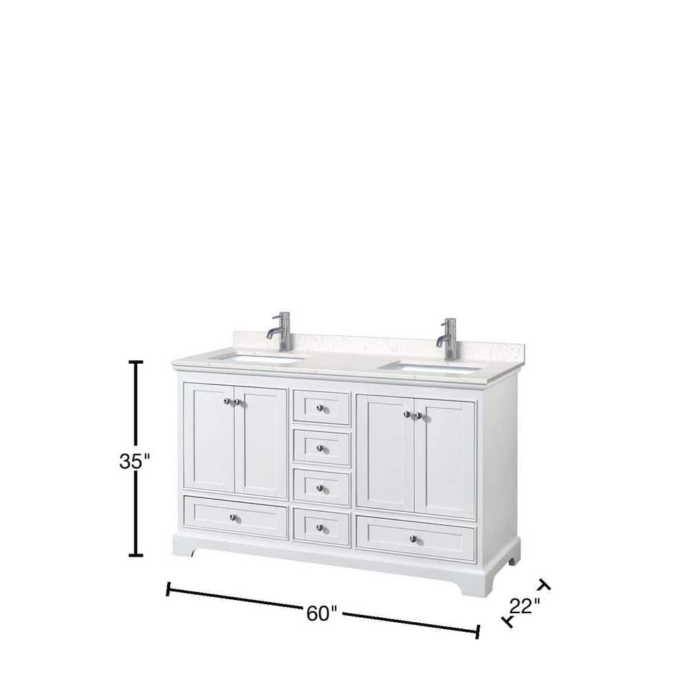 Deborah 60" White Double Vanity with Carrara Marble Top