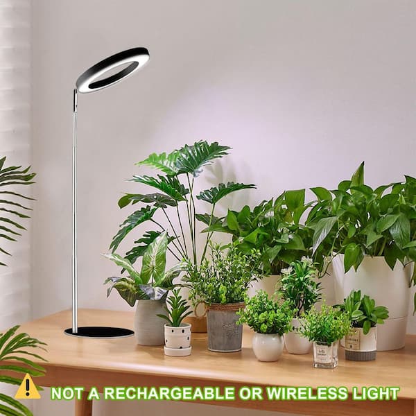 27.6 in. Black LED Grow Light for Plants, Adjustable Height, Warm White, 10-Level Brightness, Auto Timer (8/12/16H)