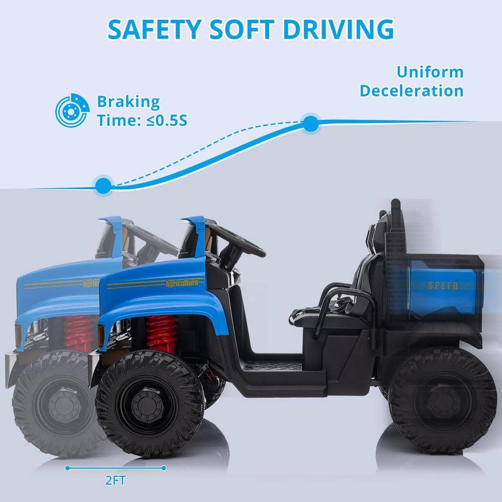 Blue 24V 2-Seater Ride-On Truck with Remote Control