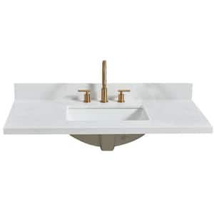 Jaen 43 in. W x 22 in. D Engineered Stone Composite White Rectangular Single Sink Vanity Top in Grain White