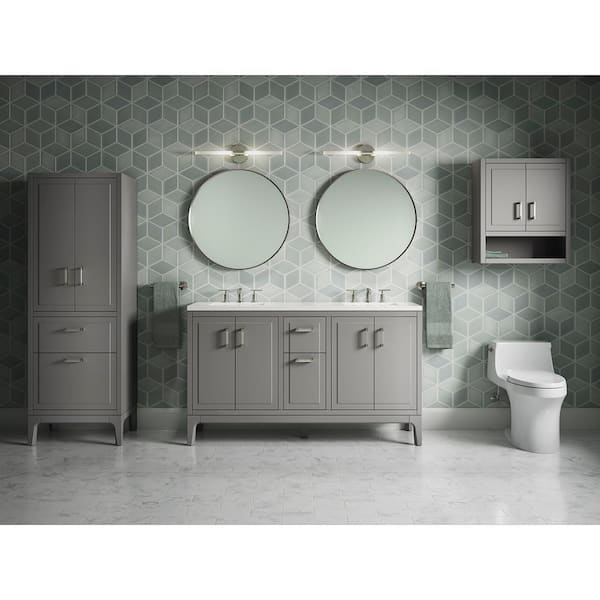 KOHLER Seer 60 in. W x 18 in. D x 36 in. H Double Sink Freestanding Bath Vanity in Mohair Grey with Quartz Top