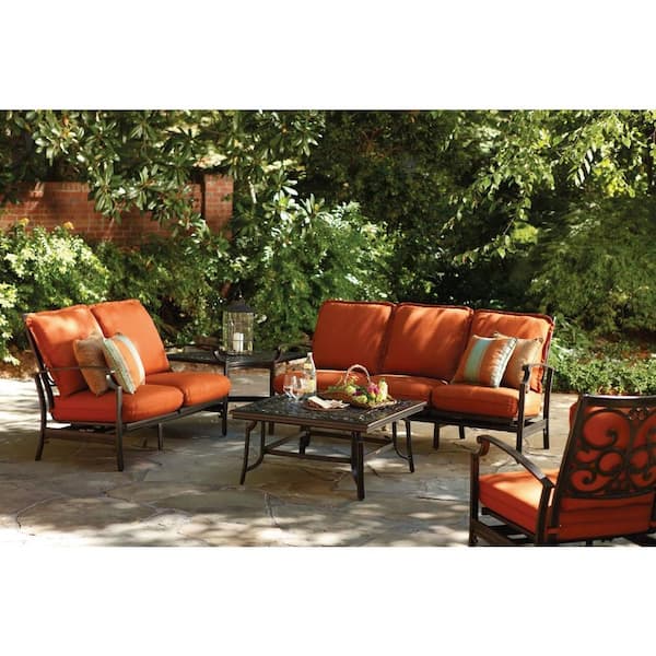 Thomasville Messina 4-Piece Patio Sectional Seating Set with Paprika Cushions