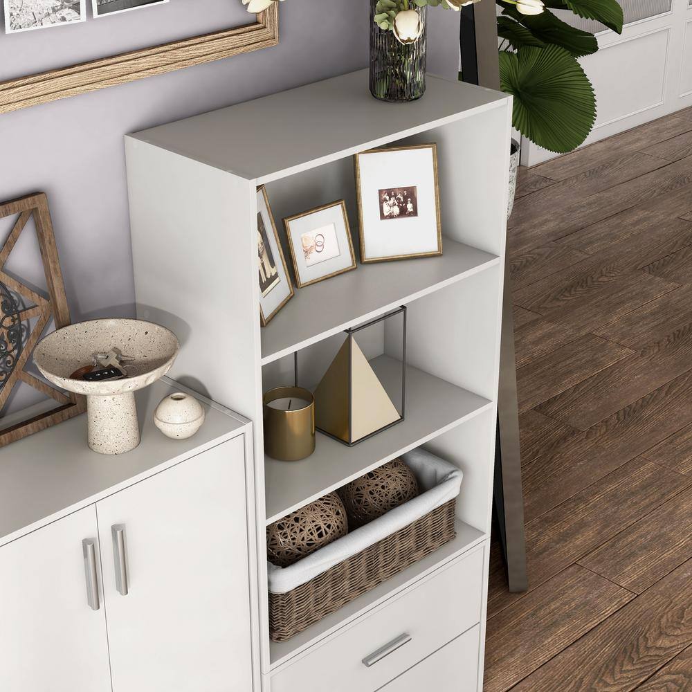 White Stackable 3-Tier Wood Cube Storage Bookcase