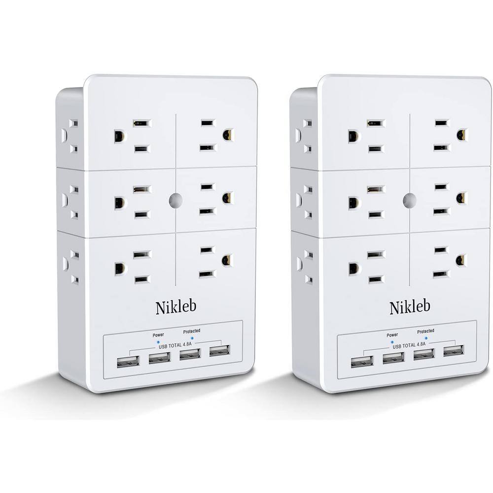 12-Outlet Surge Protector Wall Mount Multi Outlet Splitter 3 Sided Plug with 4 USB Ports (2-Pack) price history on PriceWatchPro