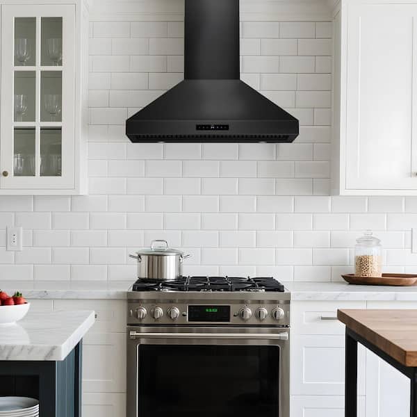Commercial Black 48 in.1500 CFM Ducted Wall Mount Range Hood with 4-Speed Gesture Sensing, 2-LED Lights
