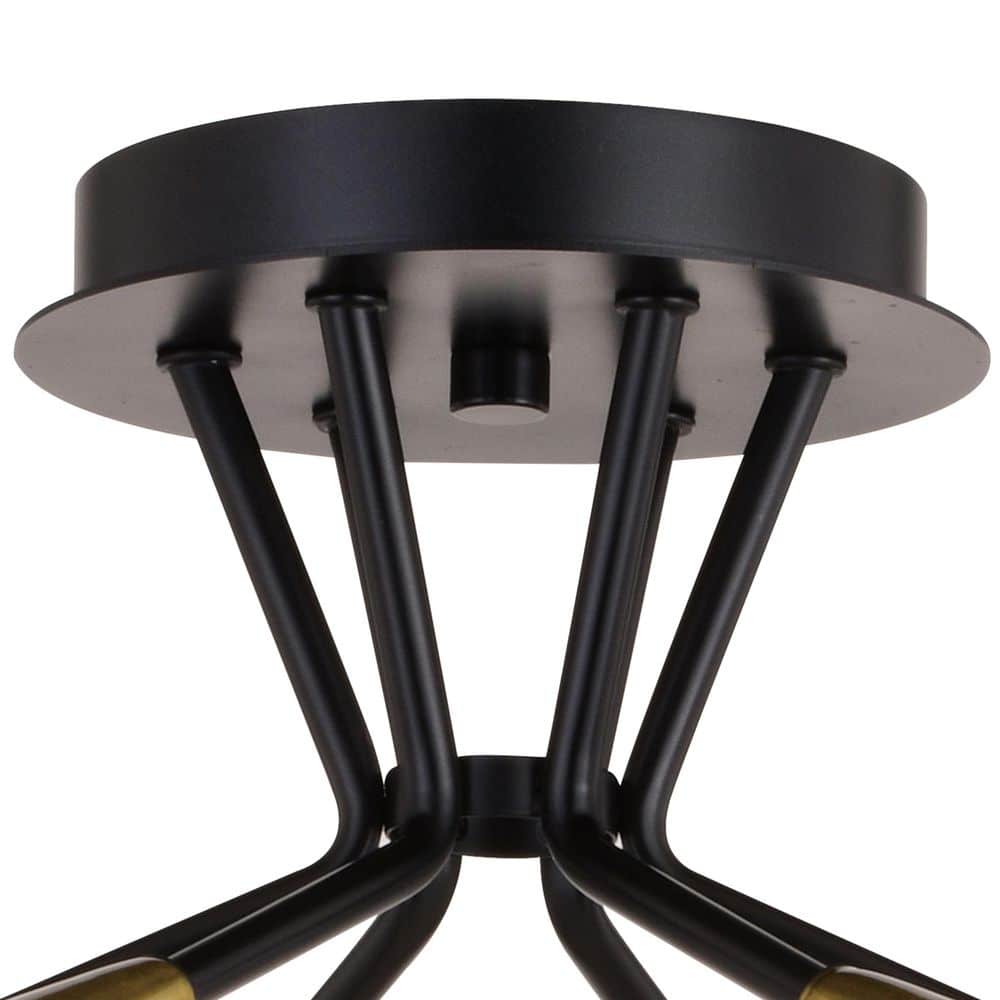 Ellis 16.25" Matte Black and Satin Brass Semi-Flush Mount Ceiling Light