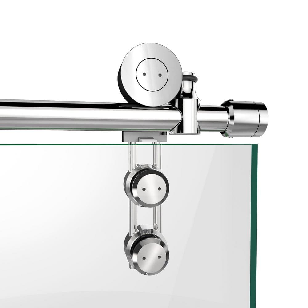 Enigma-Z Frameless Sliding Shower Door with Clear Glass and Stainless Steel Hardware