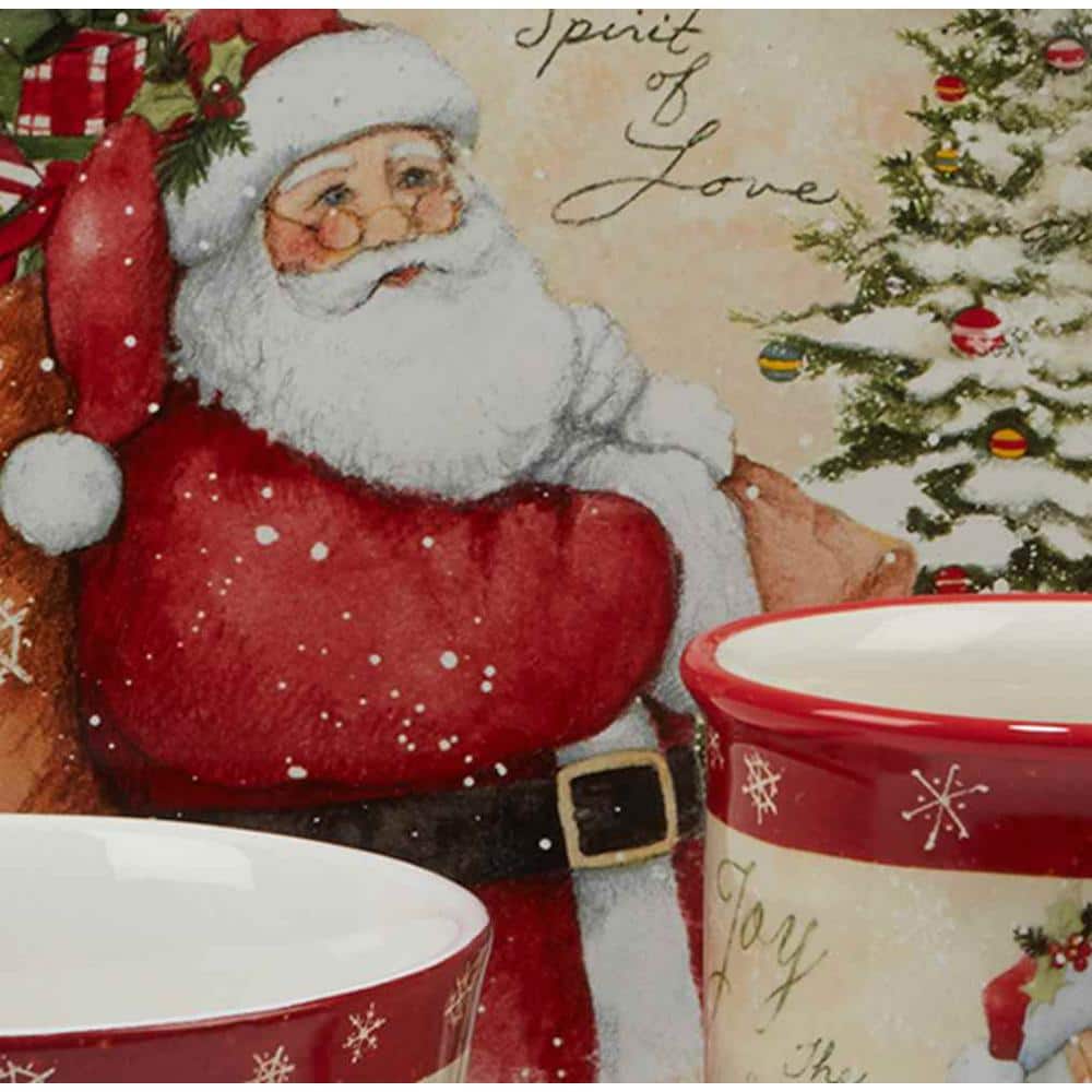 Holiday Wishes Multicolor Ceramic 16-Piece Dinnerware Set