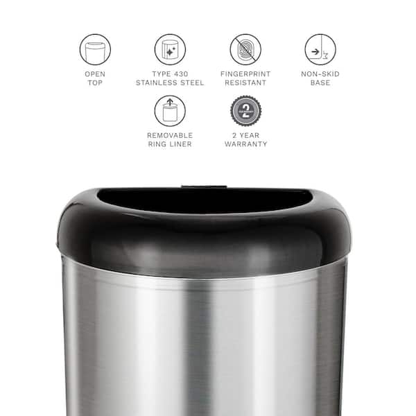 Umbra Brim 13 Gallon Trash Can with Lid and Stainless Steel Foot Pedal, Black