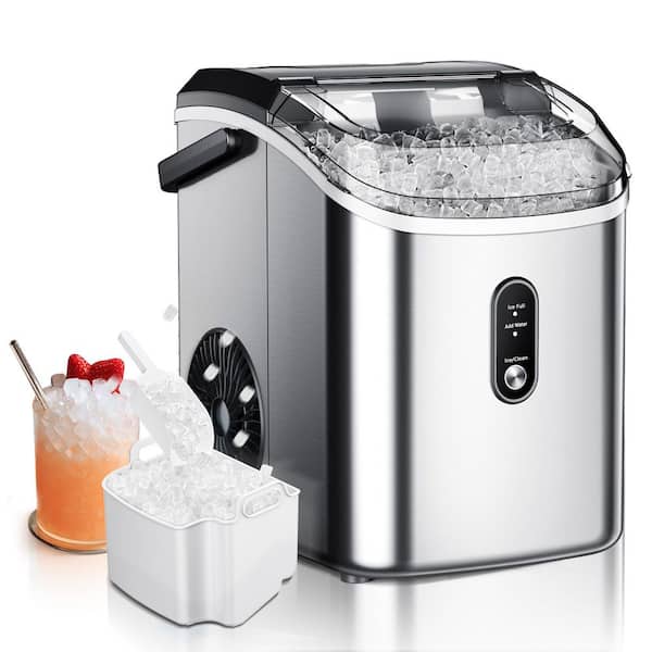9.5 in. 34 lb. Nugget Ice Countertop Portable Ice Maker in White with 6 Mins Ready, Auto-Cleaning