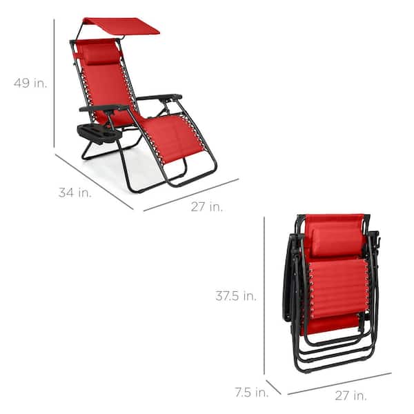 Best Choice Products Folding Zero Gravity Recliner Lounge Chair with Canopy Shade Gray