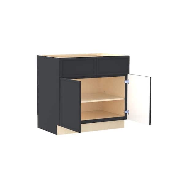 Home Decorators Collection Franklin 36 in. W x 21 in. D x 34.5 in. H Assembled Plywood Base Bath Cabinet in Valiant Onyx with Soft Close