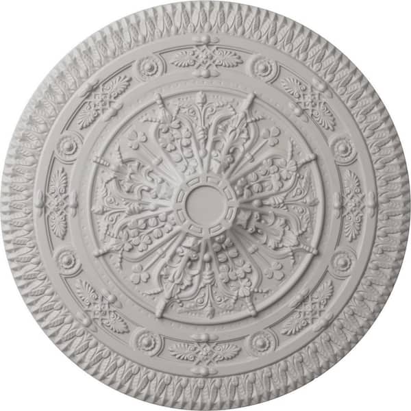 Ekena Millwork 37-1/2 in. x 3-3/8 in. Naple Urethane Ceiling (Fits Canopies up to 3-3/8 in.), Ultra-Pure White, Ultra Pure White