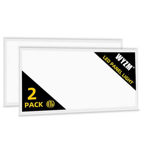 WYZM 2 ft. x 4 ft.175-Watt Equivalent Integrated LED White LED Panel Troffer Light 7800 Lumens 5000K Daylight (2-Pack)