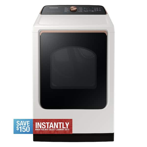 7.4 cu. ft. vented Smart Electric Dryer with Steam Sanitize+ in Ivory