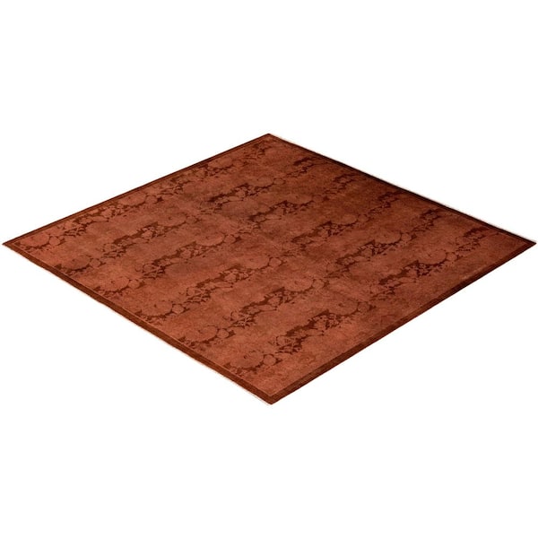 Overdyed Brown 5 ft. x 5 ft. Solid Wool Indoor Area Rug