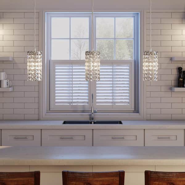 1-Light Crystal and Chrome Hanging Kitchen Mini Pendant Light