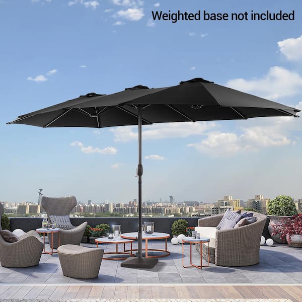 JOYESERY 15 ft. x 9 ft. Outdoor Double-Sided Market Patio Umbrella with UPF50+ in Black