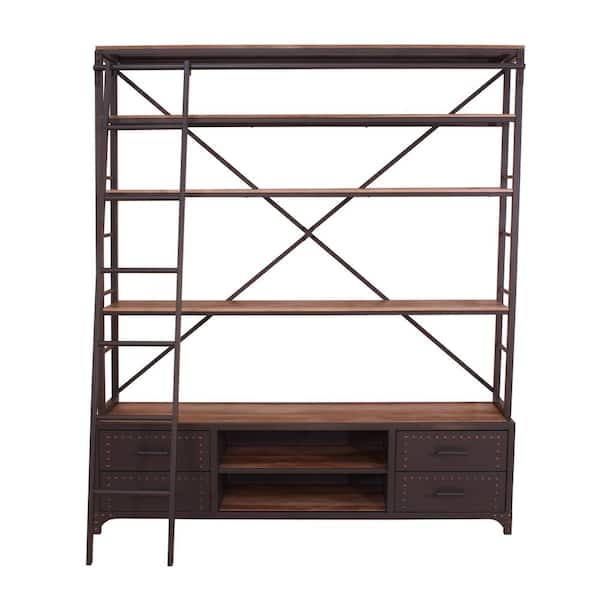 Acme Furniture 83 In. Sandy Gray Metal 6-shelf Etagere Bookcase With 