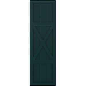12 in. x 70 in. True Fit PVC Center X-Board Farmhouse Fixed Mount Board and Batten Shutters Pair in Thermal Green