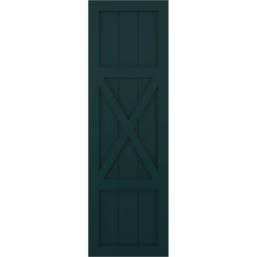18 in. x 56 in. True Fit PVC Center X-Board Farmhouse Fixed Mount Board and Batten Shutters Pair in Thermal Green price history on PriceWatchPro